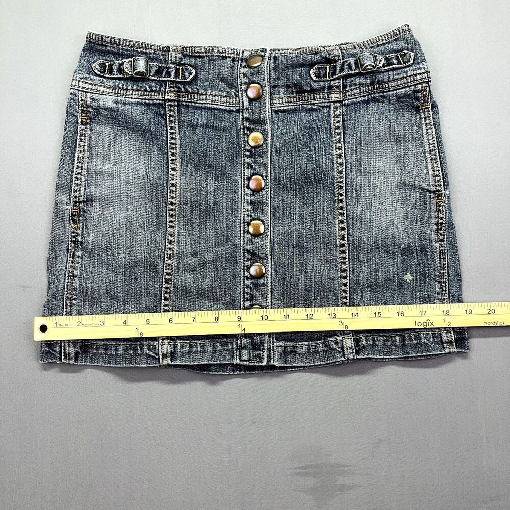 Gap Vintage Jean Skirt‎ Womens Size 4 Blue Denim Snap Button Front Y2K Pockets - Picture 4 of 12